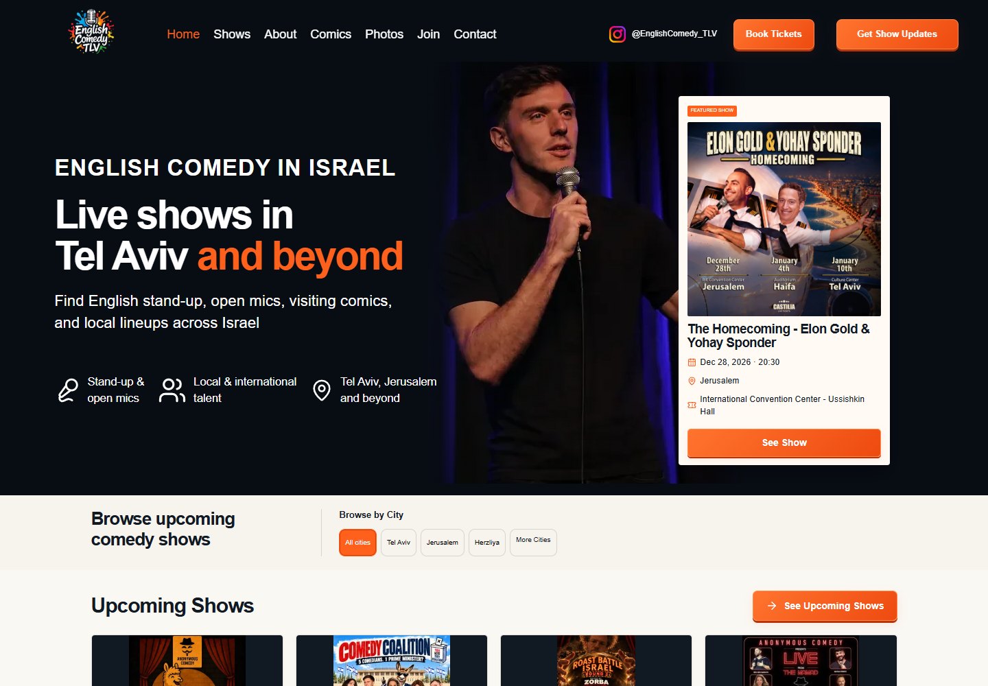 English Comedy TLV website preview
