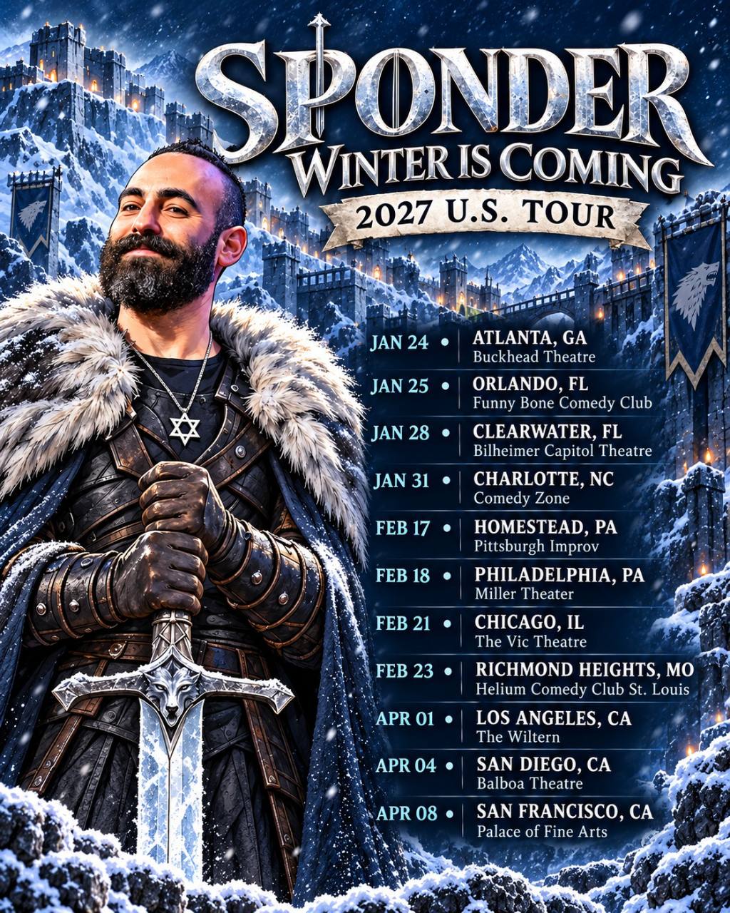 Yohay Sponder 2027 U.S. tour poster